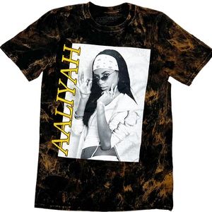 Aaliyah Sunglasses Tie Dye Graphic T-Shirt Brown/ Black Unisex Sz S